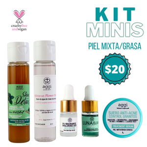 Mini kit de rotina para pele acneica mista/oleosa