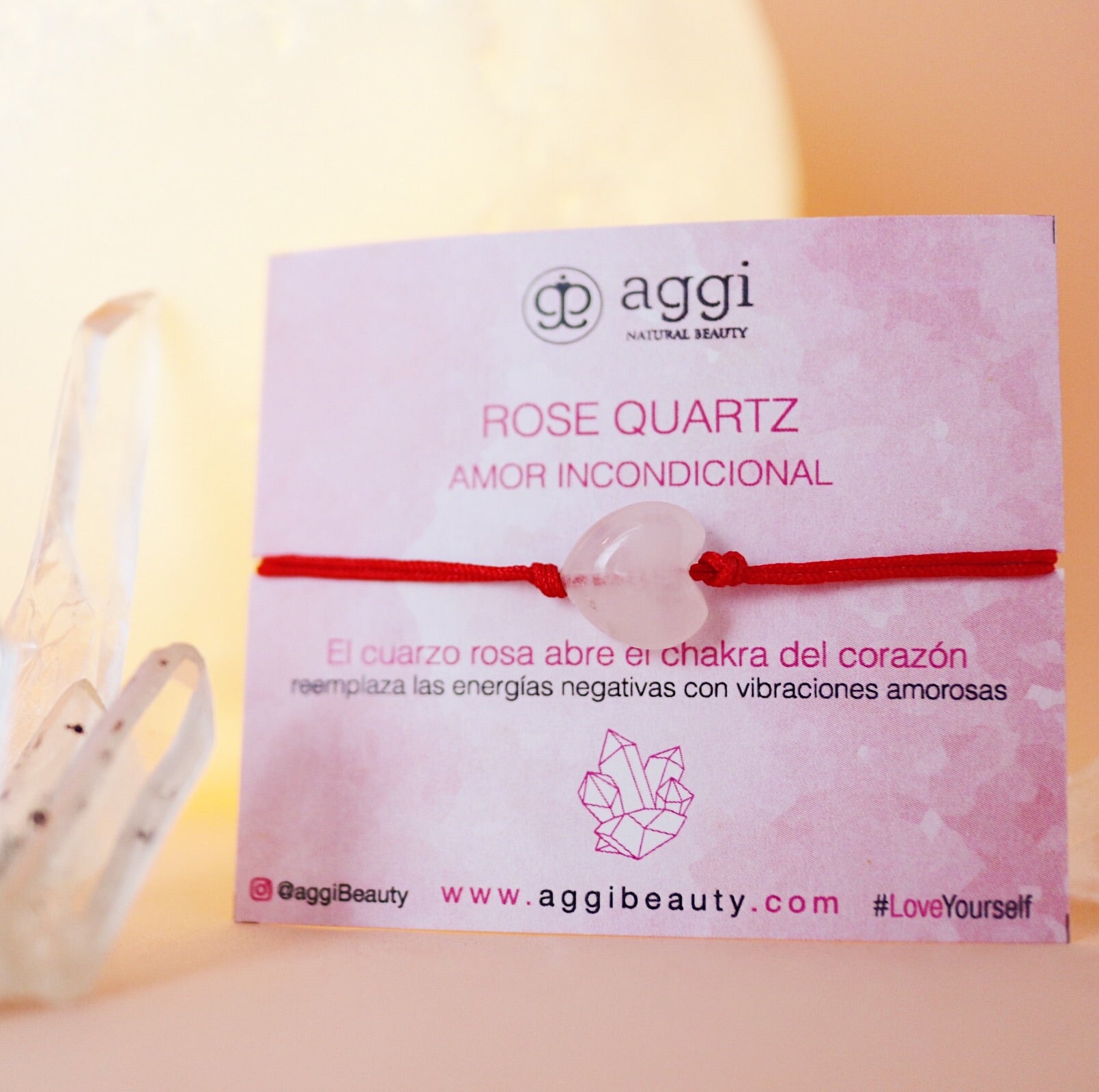 Pulsera de corazón ROSE QUARTZ