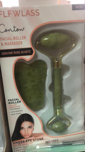 Rodillo masajeador facial de jade + gua sha